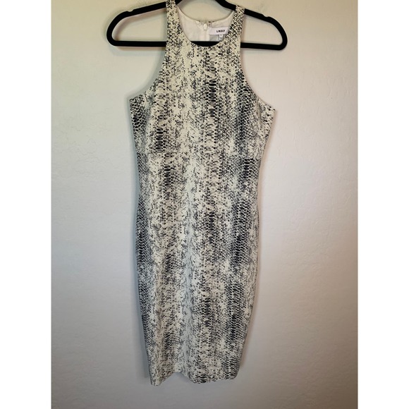 Likely | White Halter Snake Print Knee Length Bodycon Cocktail Dress Size 4 - Picture 1 of 5